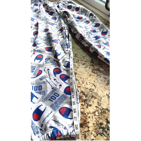 Champion Super Fleece 3.0 Thick Sweat Pants Allover Tag Scatter Script - Size M - Picture 7 of 13